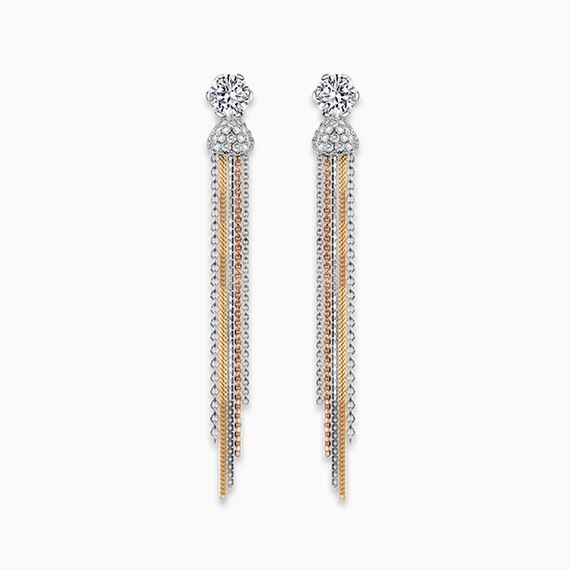 Millemoi™ Solitaire Pavé Tassel Earrings