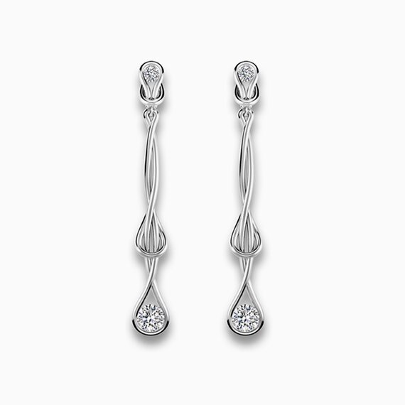 Encordia® Solitaire Long Drop Earrings