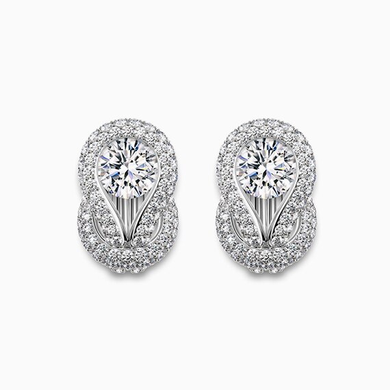 Encordia® Solitaire Pavé Stud Earrings