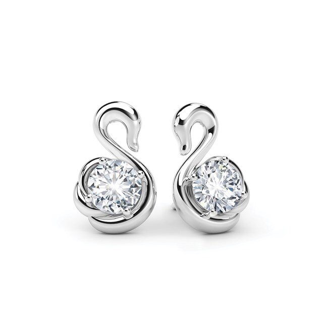 Swan Solitaire Stud Earrings