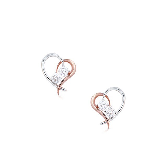 Twogether™ Two Diamond Plain Heart Earrings