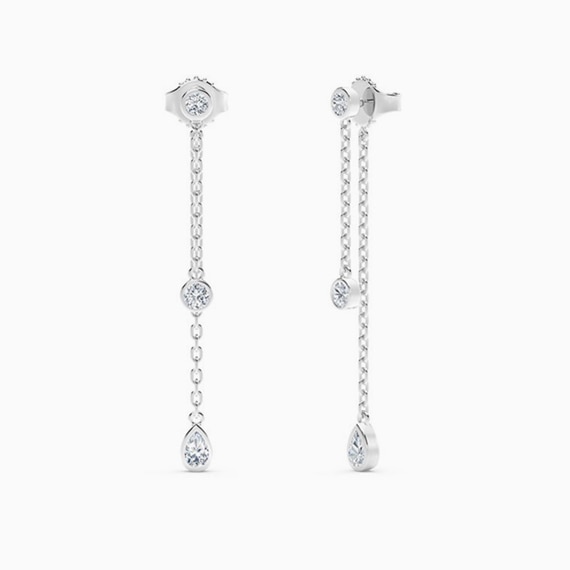 The Forevermark Tribute™ Collection Round and Pear Diamond Drop Earrings