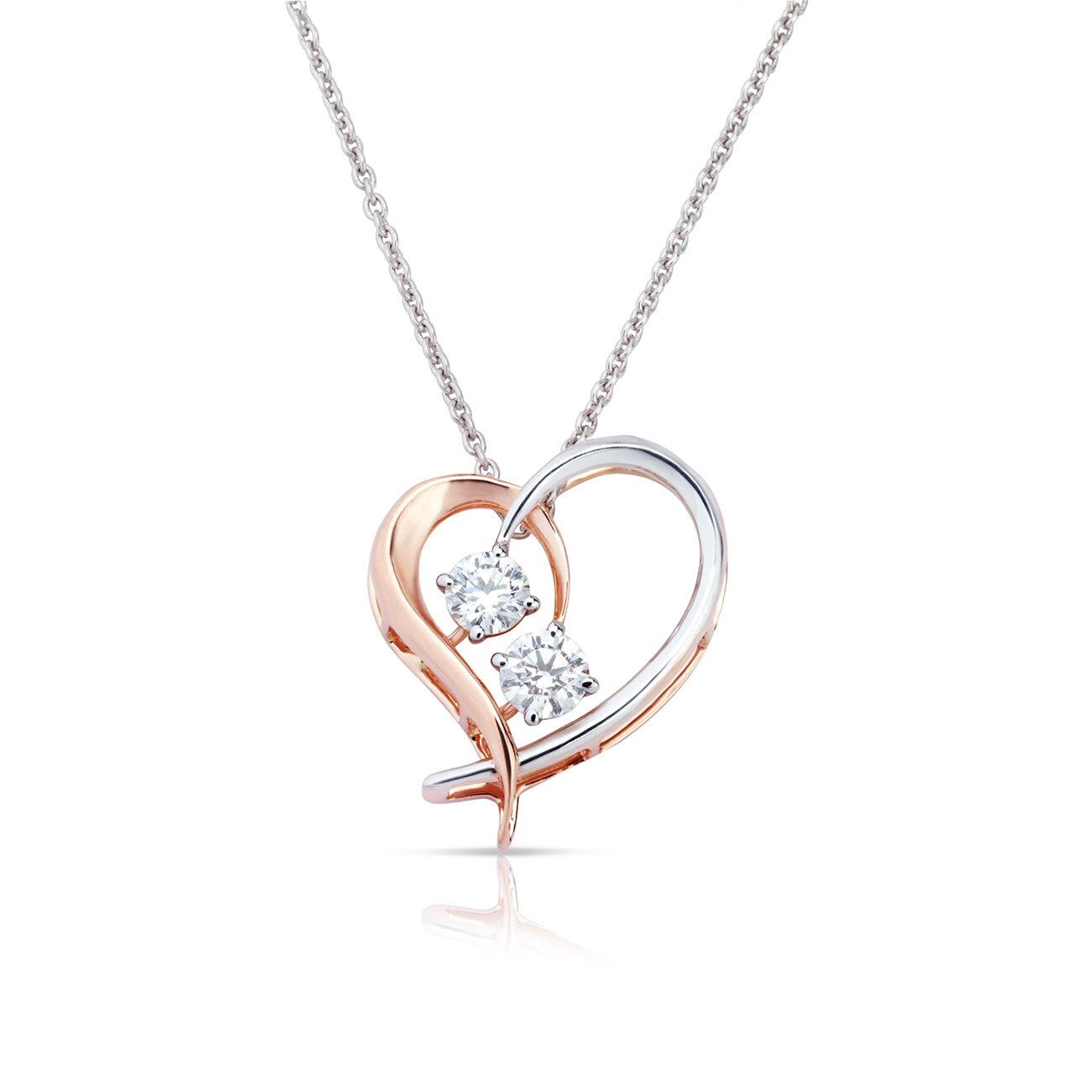Twogether™ Two Diamond Plain Heart Pendant