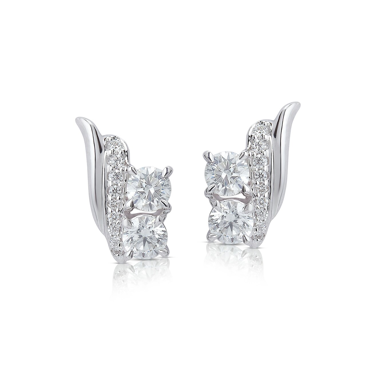 Twogether™ Collection Two Stone Multi-Metal Crossover Earrings