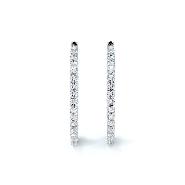 34mm Inside Outside Diamond Hoops | Forevermark